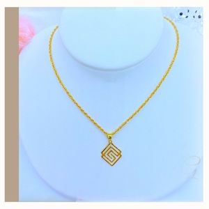 18K Real Gold G Maze Necklace 18”